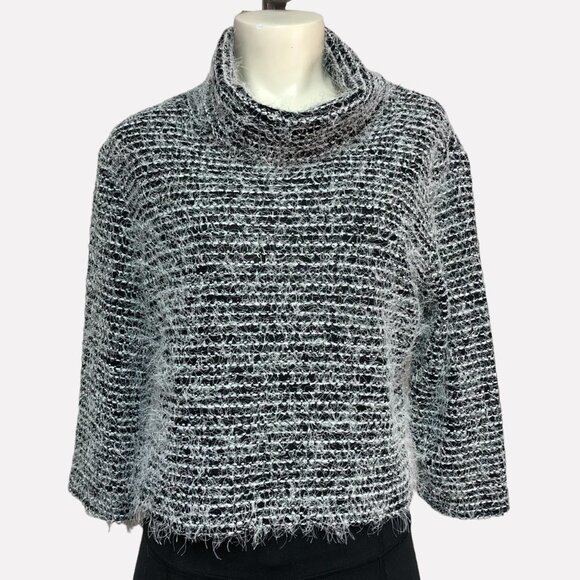 JOSEPH Ribkoff Black & White Cowl Neck Sweater Top Size 10 - Picture 1 of 10
